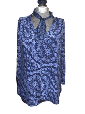 Women's Style & Co. Blue Navy Floral paisley Tunic Top S
